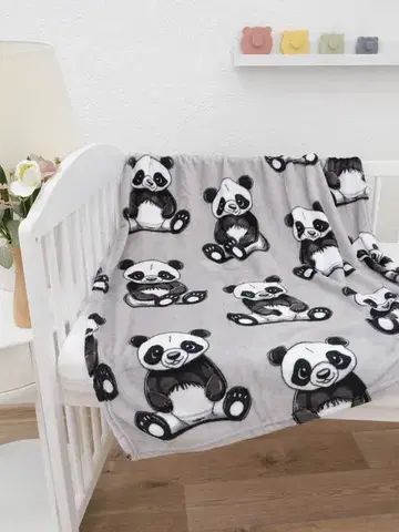 Deky MKLozkoviny.sk Detská deka do postieľky mikroplyš Exclusive 80 × 100 cm – Panda