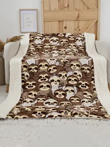 Deky MKLozkoviny.sk Baránková deka mikroplyš Exclusive 150 x 200 cm - Lenivcová invázia