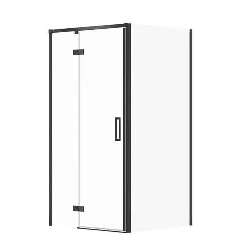 Sprchovacie kúty CERSANIT/S - Sprchovací kút LARGA 90x80 čierny, ľavý, číre sklo S932-128/80