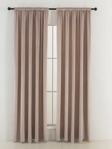 Závesy MKLozkoviny.sk Zamatové zatemňovacie závesy Cesar púdrové - 140 x 280 cm (2ks) - riasiaca stuha