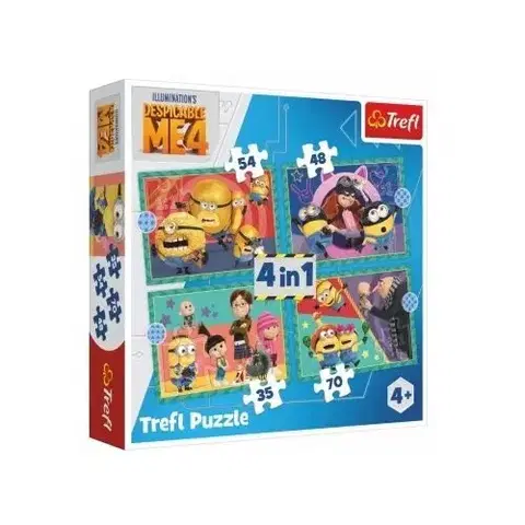 Puzzle Puzzle 4v1 Ja, zloduch 4/Mimoni 28,5x20,5cm v krabici 28x28x6cm