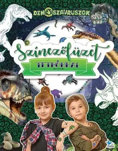Nalepovačky, vystrihovačky, skladačky Színezőfüzet tetkókkal - Dinoszauruszok