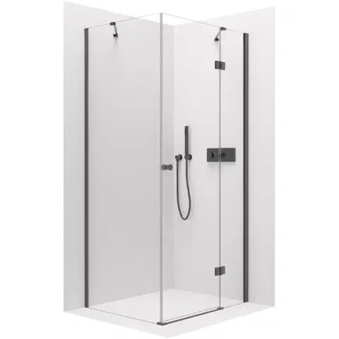 Sprchovacie kúty CERANO - Sprchovací kút Marino L/P - 6 mm - čierna matná, transparentné sklo - 110x100x190 - pántový CER-422892