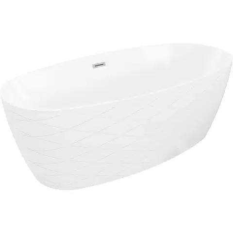 Vane MEXEN/S - Olea voľne stojaca vaňa vzor 170 x 80, biela, sifón a prepad chróm 52821708000-01