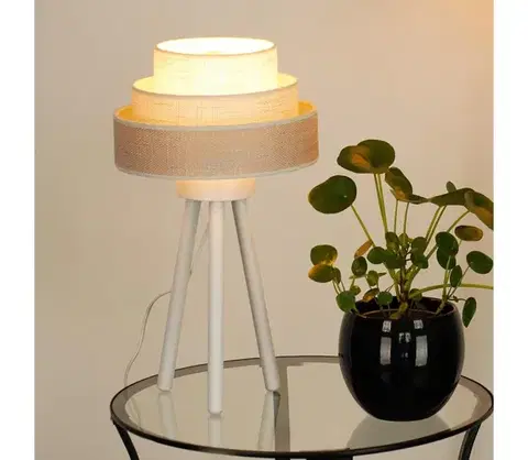 Lampy BRILAGI - Stolná lampa ALASKA LUNETA 1xE27/15W/230V šedá/krémová 608138