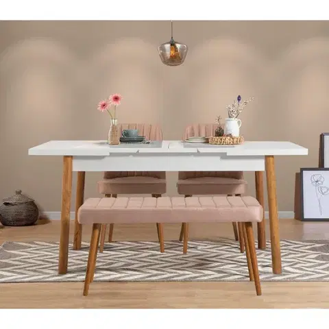 Jedálenské stoly Extendable Dining Table Santiago Masa Atlantic White