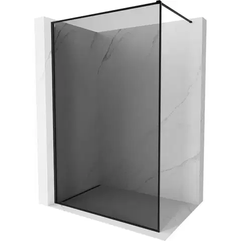 Sprchové dvere MEXEN/S - Kyoto-XF Sprchová zástena WALK-IN s rámom 50 x 202, grafit 10 mm, čierna 800-050-104-70-40-X