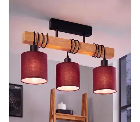 Svietidlá BRILAGI - Prisadený luster NUBILA 3xE27/60W/230V borovica/pompejská červená 1xEG44074+3xBG1579