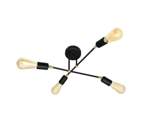 Svietidlá  Prisadený luster ROSETTE 4xE27/15W/230V čierna/zlatá W-P 1925/4 BK+GO