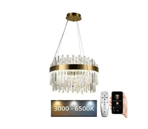 Svietidlá  LED Stmievateľný luster na lanku LED/70W/230V 3000-6500K zlatá + diaľkové ovládanie J6310/C