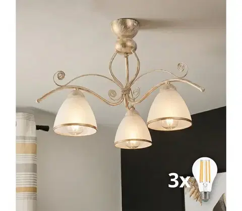 Svietidlá BRILAGI - LED prisadený luster ANTICO 3xE27/60W/230V biela patina 8590828036852