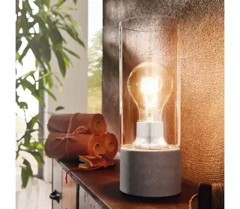 Lampy Eglo 94549 - Stolná lampa TORVISCO 1xE27/60W/230V šedá 94549