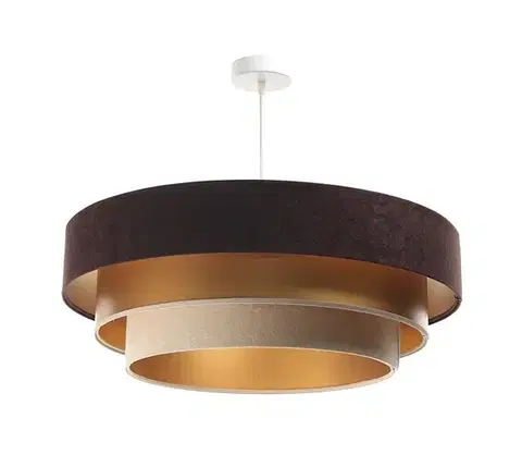 Svietidlá  Luster na lanku TRINITI 1xE27/60W/230V hnedá/zlatá/béžová 050-077-60