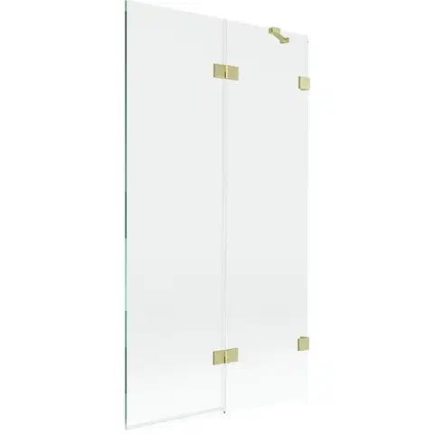 Sprchové dvere MEXEN/S - Lunar vaňová zástena 2-krídlová pravá 100 x 150, transparent, zlatá kartáčovaná 897-100-100-55-00-P