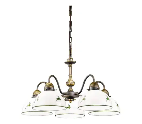 Svietidlá Kolarz 731.85.100 - Luster na reťazi NONNA 5xE27/75W/230V jelene zelená 731.85.100
