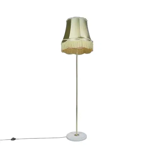 Stojace lampy Retro stojaca lampa mosadz s tienidlom Granny zelená 45 cm - Kaso
