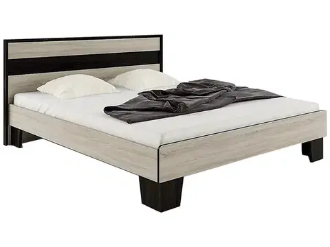 Postele NABBI Seina 1400 manželská posteľ s roštom dub sonoma / wenge magic