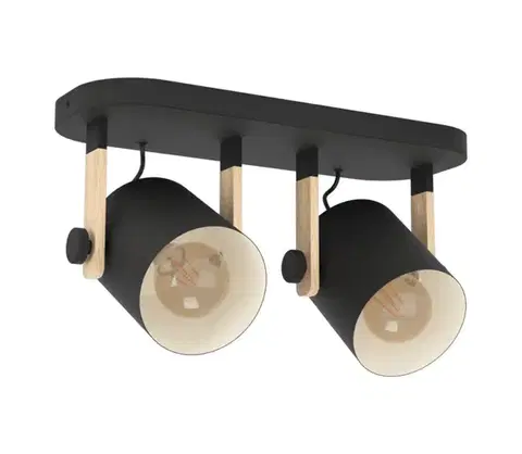 Svietidlá Eglo 43557 - Bodové svietidlo HORNWOOD 2xE27/28W/230V čierne 43557