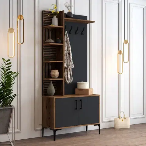 Predsieňové steny Predsieňová stena Viyana D - Walnut, Anthracite