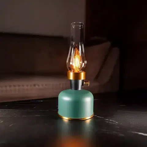 Lampy do obývačky Stolová lampa OLIA USB IP44 green