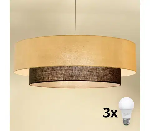 Svietidlá BRILAGI - LED luster na lanku BOHO STYLE 3xE27/15W/230V pr. 80 cm krémová/hnedá 8590828028017