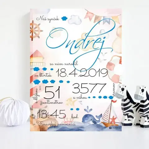 Tabuľky s venovaním (darčeky) Darčeky pre bábätko - Tabuľka s údajmi o narodení