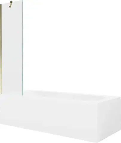 Sprchové dvere MEXEN/S - Vega obdĺžniková vaňa 180 x 80 cm s panelom + vaňová zástena 50, transparent, zlatá 550118080X9505000050