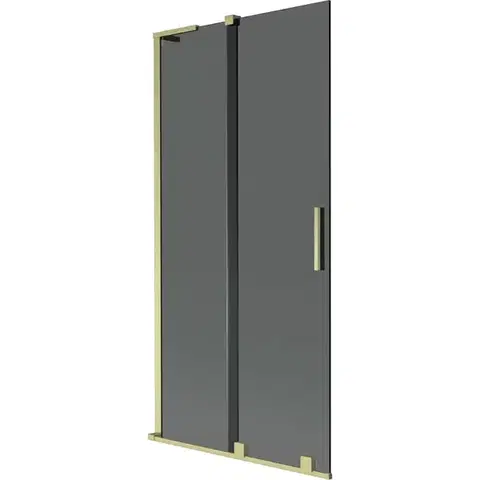 Sprchové dvere MEXEN/S - Velar L dvojkrídlová posuvná vaňová zástena 95 x 150, grafit, zlatá kartáčovaná 896-095-003-41-55