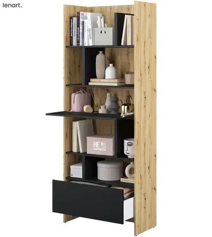 Nábytok Dig-net nábytok Regál Lenart BED CONCEPT BC-22 | dub artisan / čierna