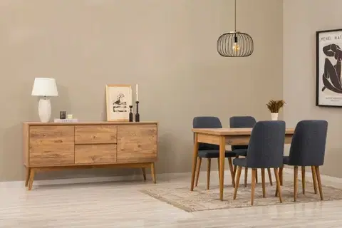 Jedálenské sety Set s rozkladacím stolom, stoličkami a konzolou (6 kusov) Vina 01 1048 - Atlantic Pine, Dark Blue