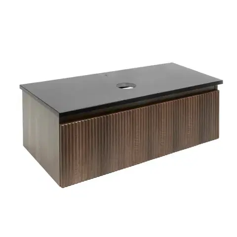 Kúpeľňový nábytok Kúpeľňová skrinka s doskou z umelého kameňa SAT Evolution 98x30x44, 8 cm orech mat SATEVO100NATK SATEVO100NATK