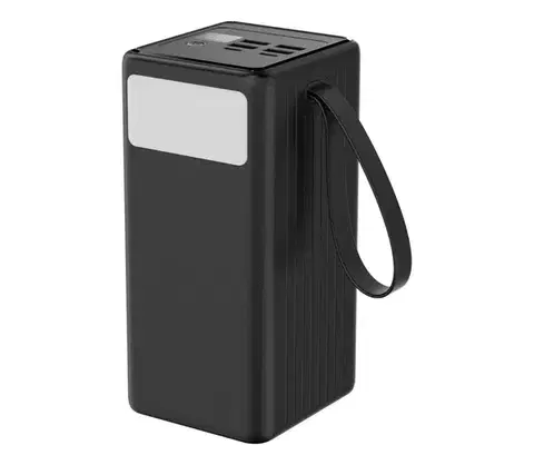 Predlžovacie káble  Powerbanka 60000 mAh 65W PD 4xUSB-A + 2xUSB-C s LED baterkou a USB-C káblom 1m PMPB6065