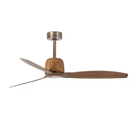 Ventilátory FARO Barcelona FARO 33436WT- Stropný látor WEAVER M pr. 128 cm hnedá/mosadz Wi-Fi Tuya + DO 33436T