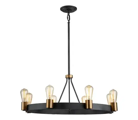 Svietidlá Elstead Quintiesse QN-SILAS-8P-DZ - Luster na tyči SILAS 8xE27/60W/230V čierna/zlatá QN-SILAS-8P-DZ