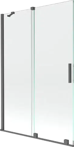 Sprchové dvere MEXEN/S - Velar Dvojkrídlová posuvná vaňová zástena 120 x 150, transparent, šedá kartáčovaná 896-120-000-01-66