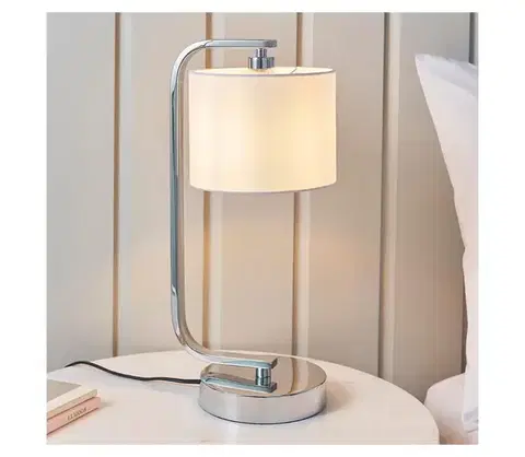 Lampy Endon 57917 - Stmievateľná stolná lampa CANNING 1xE14/40W/230V lesklý chróm/biela 57917