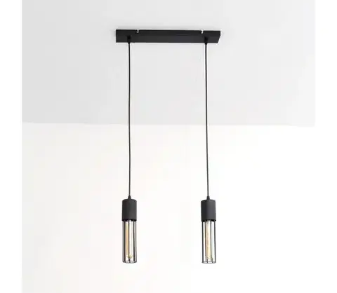 Svietidlá  Luster na lanku MELODY 2xE27/15W/230V čierna W-L 1116/2 BK-B
