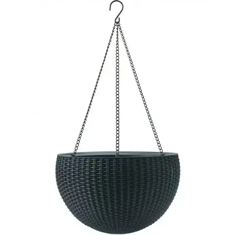 Kvetináče a truhlíky Keter Závesný kvetináč Sphere antracit, pr. 35 cm