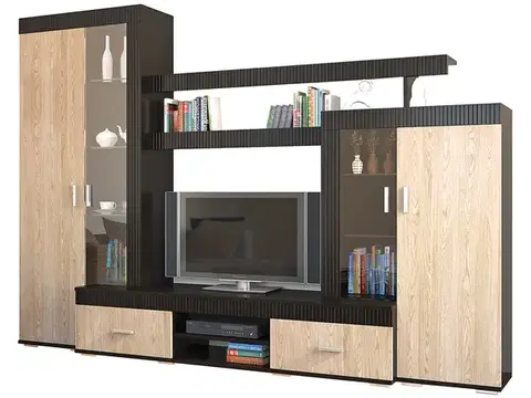 Obývacie steny NABBI Mils LR obývacia stena dub rodos / wenge magic