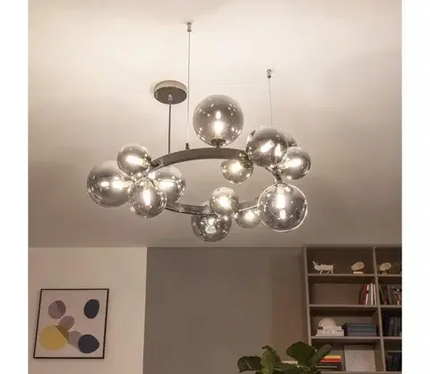 Svietidlá BRILAGI - LED luster na lane MILLA 15xG9/3W/230V čierny chróm/dymové 6010-15CS