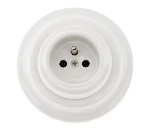 Predlžovacie káble Bohemia-Design - Porcelánová retro domová zásuvka s rámčekom 250V/16A biela 12357555