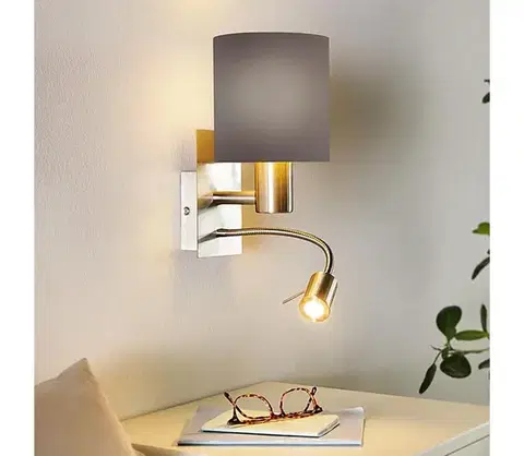Svietidlá Eglo 96481 - LED Flexibilné svietidlo PASTERI 1xE27/40W+LED/3,8W šedá 96481
