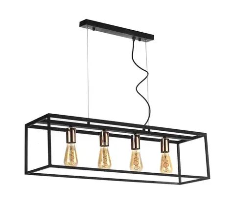 Svietidlá ONLI - Luster na lanku FLOKI 4xE27/15W/230V čierna/medená 4931/S