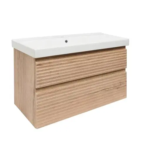 Kúpeľňový nábytok Kúpeľňová skrinka 2 zásuvková s umývadlom Naturel Savona 98x53x44, 8 cm dub Halifax mat SAVONA2100DHU1 SAVONA2100DHU1
