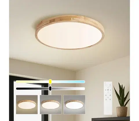 Svietidlá BRILAGI - LED stmievateľné svietidlo WOODLINE LED/72W/230V 3000-6000K dub, priemer 60 cm + diaľkové ovládanie BRI896