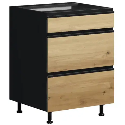 Kuchynské skrinky stojace Kuchynská Skrinka Industry D60 3SZ METALBOX čierna/artisan
