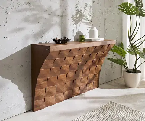 Nábytok do predsiene DELIFE Konzolový stolík Eremos 120x35 cm akácia hnedá