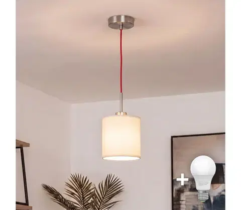 Svietidlá BRILAGI - LED luster na lankách NUBILA 1xE27/60W/230V pr. 14 cm červená/krémová EG32516+BG1585