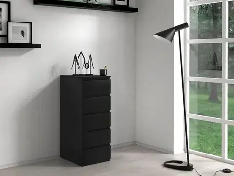 Komody a skrinky Moderná komoda 5W, čierna