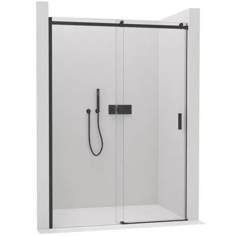 Sprchovacie kúty CERANO - Sprchové posuvné dvere Santoro Ľ/P - 6 mm - čierna matná, transparentné sklo - 110x195 CER-429733